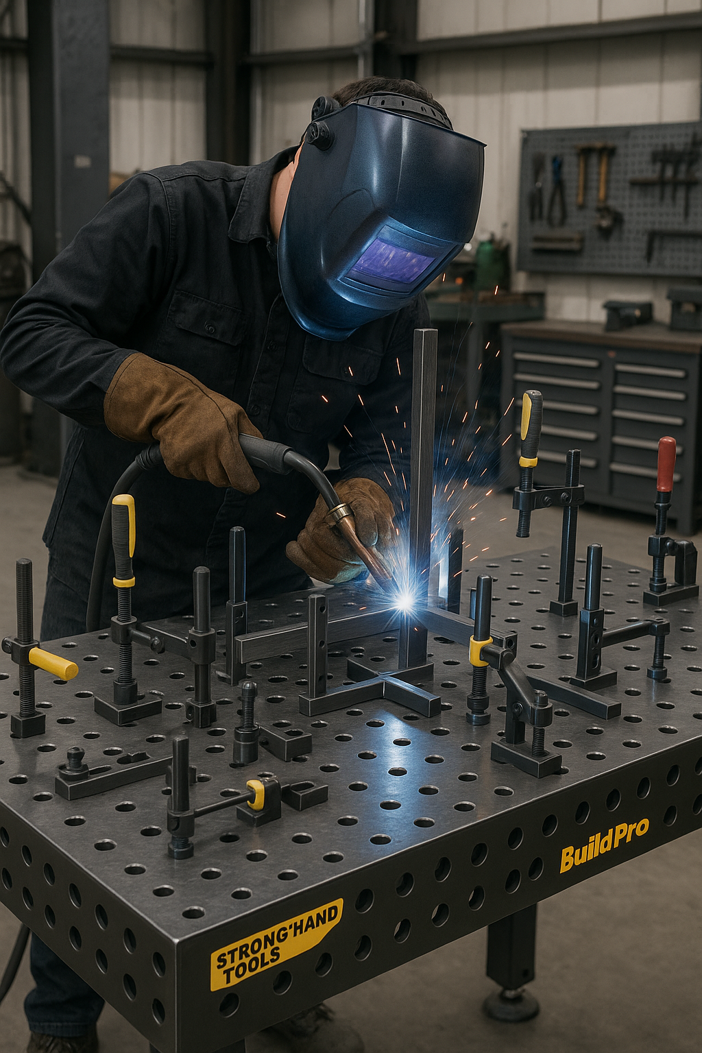 Welding Table Setup: Modular Fixturing by Strong Hand