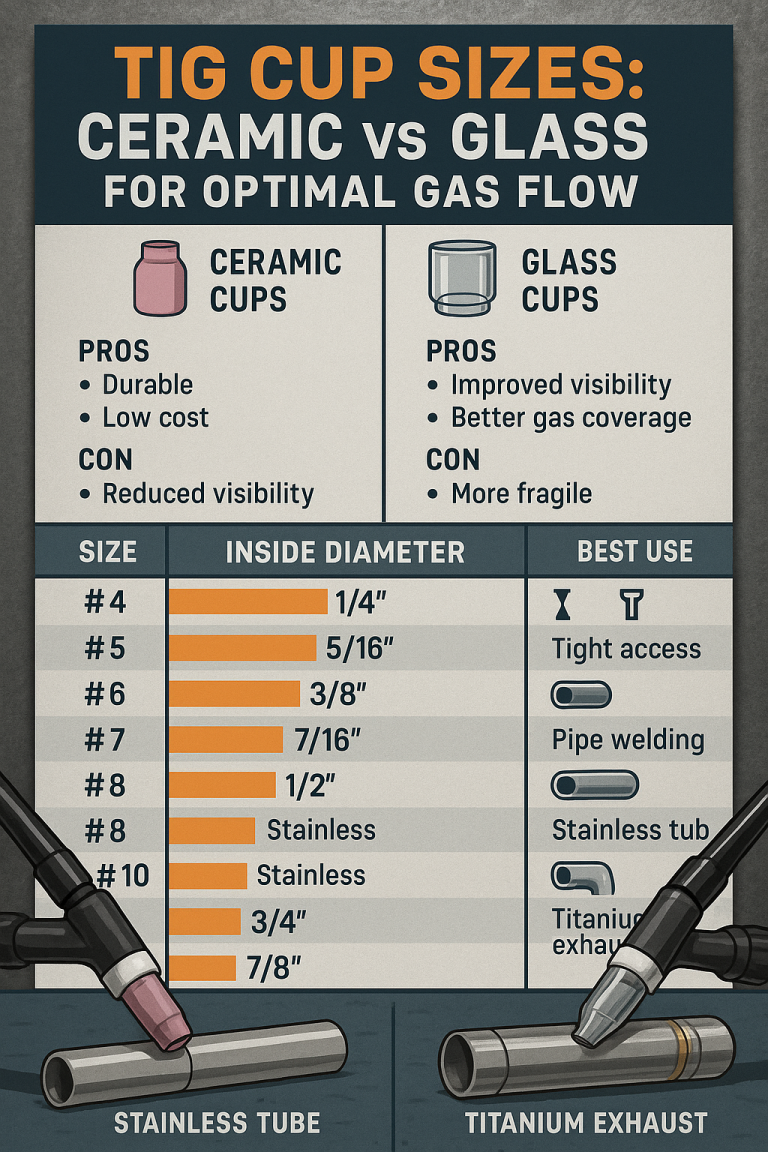 TIG Cup Sizes Choose Right Ceramic or Glass for Optimal Flow Weld