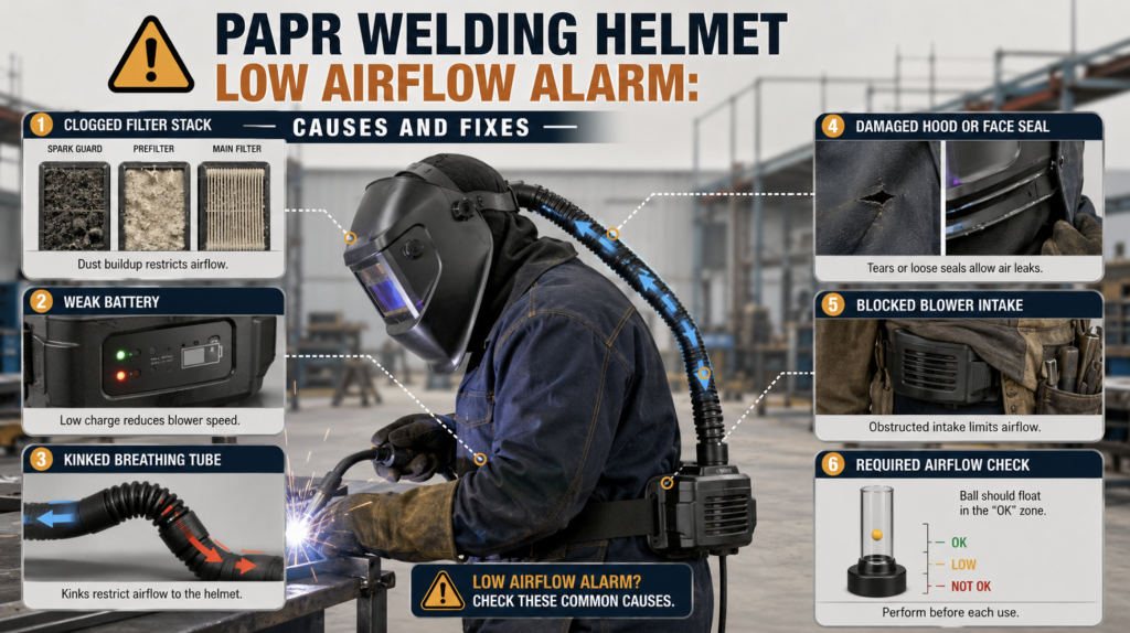 Why a PAPR Welding Helmet Low Airflow Alarm Keeps Going Off