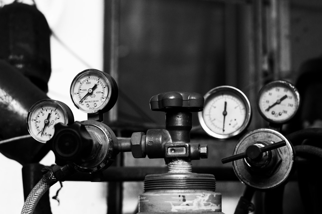 Contextual compressed-gas equipment photo; not an example of an OSHA-compliant cylinder storage layout