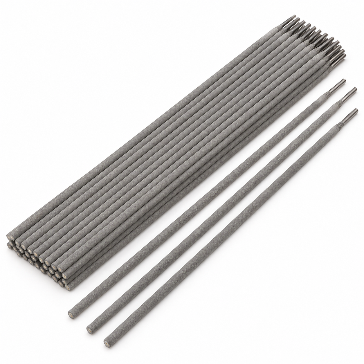 Bundle of gray coated stick welding electrodes; ArcWeld catalog illustration for Lincoln ED024940 Wearshield 44.