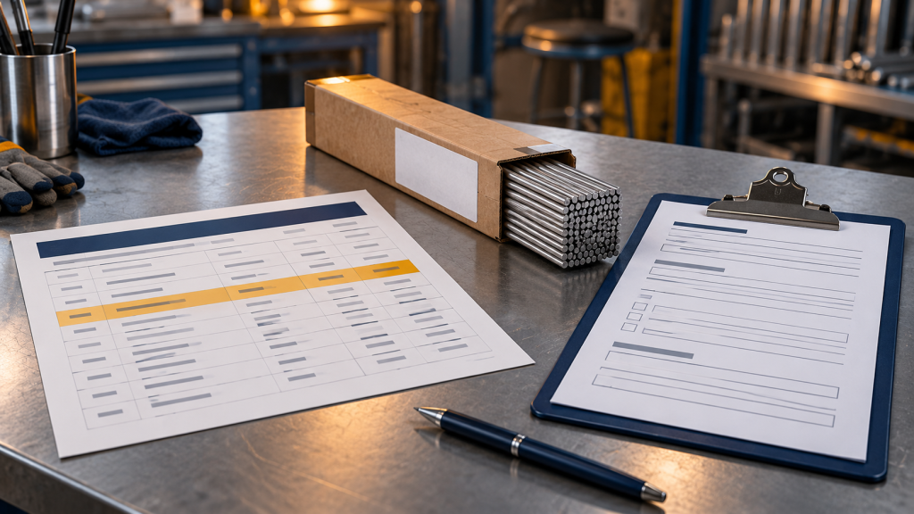 MaxalTig 4943 paperwork: follow the rod from the product row to the right document