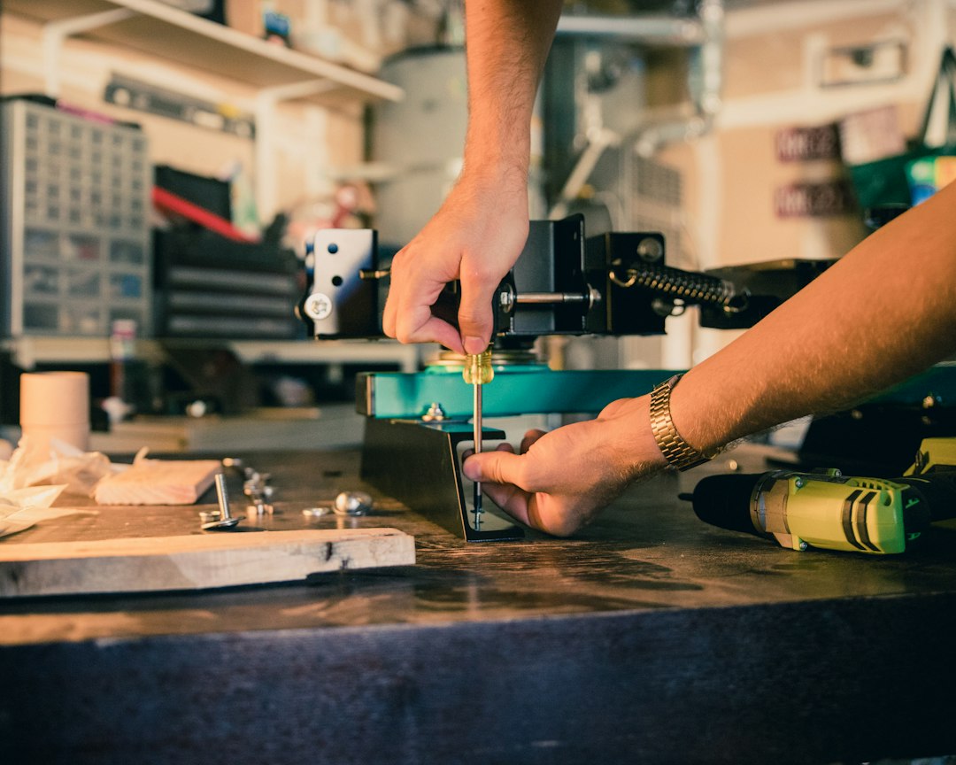 Workshop workbench photographed by Caleb Woods; contextual shop image, not a photograph of an identified clamp, saw or welding procedure.